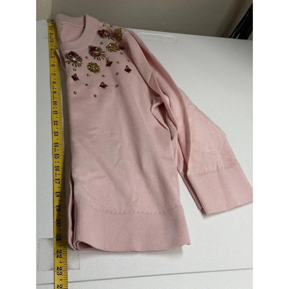 Kate Spade Sweater Womens Medium Pink Rosy Dawn Kati Cardigan Beaded‎ Holiday